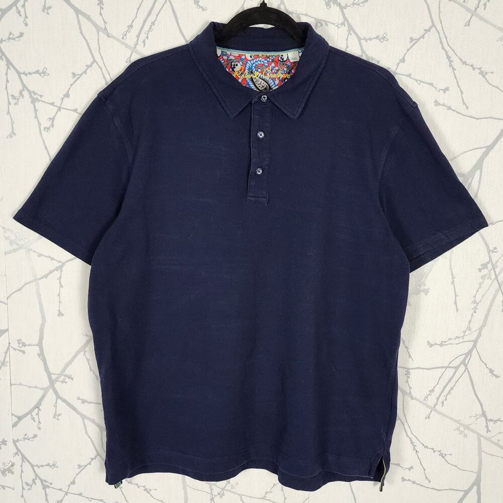 Robert Graham Navy Cotton Stretch Polo Shirt